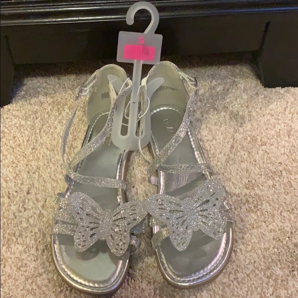 Silver Glitter Butterfly Sandals